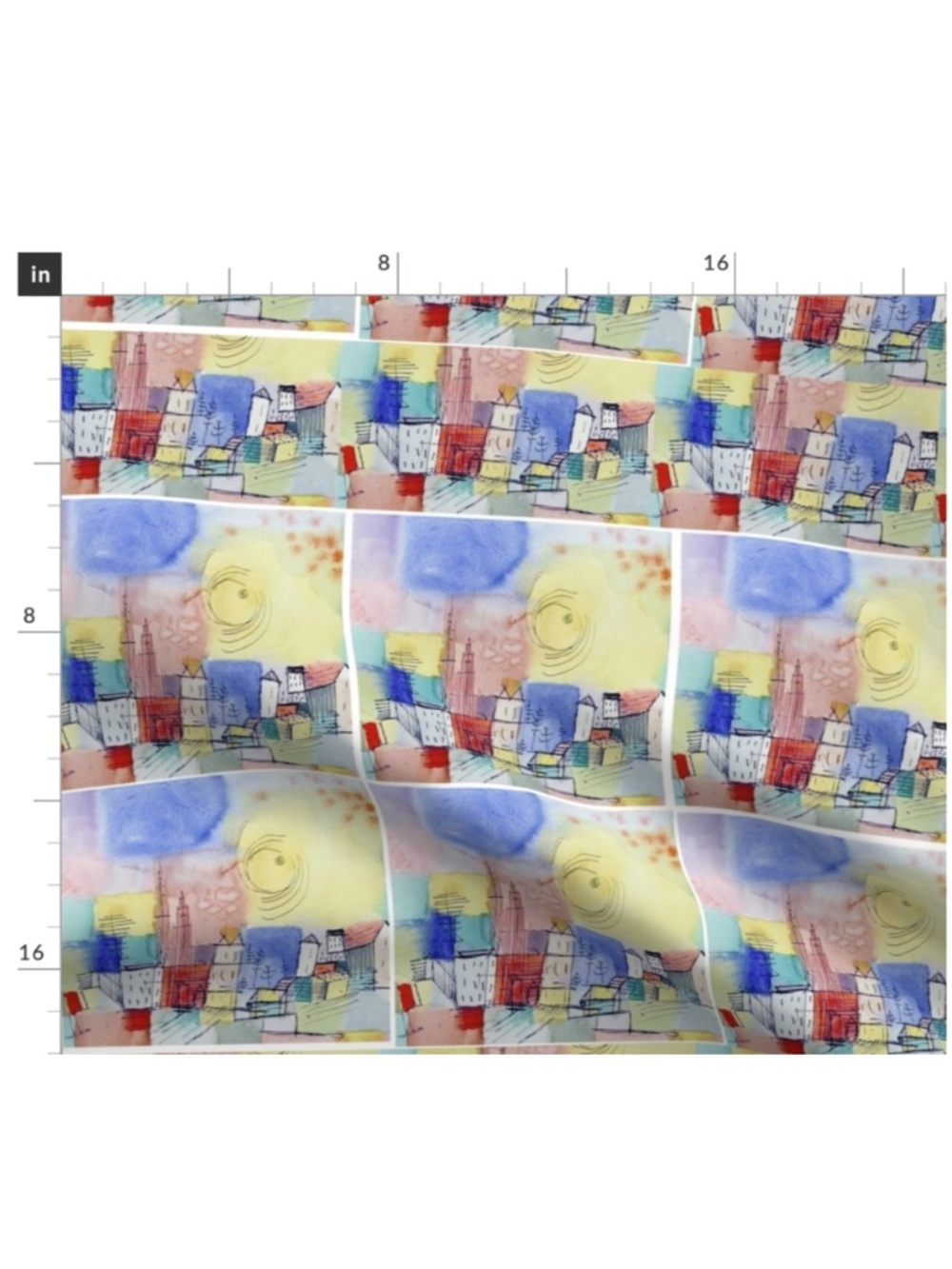 Pastel Fat Quarter - Paul Klee German Village painting- cotton